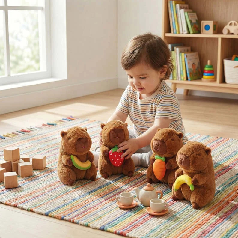 Capybara Strawberry Plushie – 17cm Soft Toy