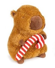 Christmas Capybara Candy Cane Plushie – 19cm Soft Toy